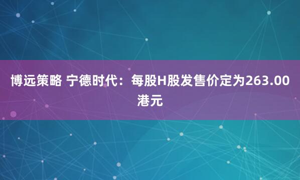 博远策略 宁德时代：每股H股发售价定为263.00港元