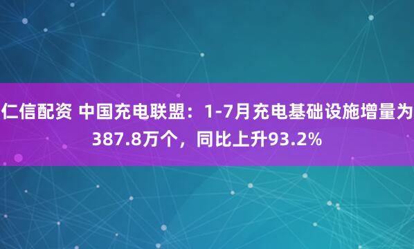 仁信配资 中国充电联盟：1-7月充电基础设施增量为387.8万个，同比上升93.2%